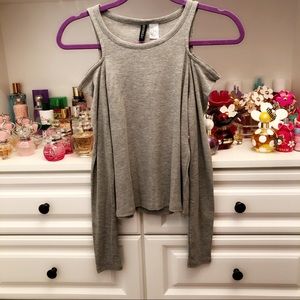 Grey Cold Shoulder Top